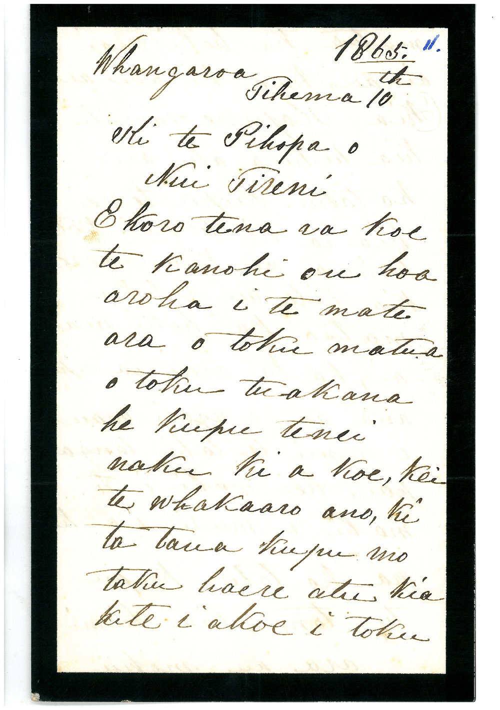 Letter from K. Roiri Te Tangipuahoaho at Whangaroa, Chatham Islands