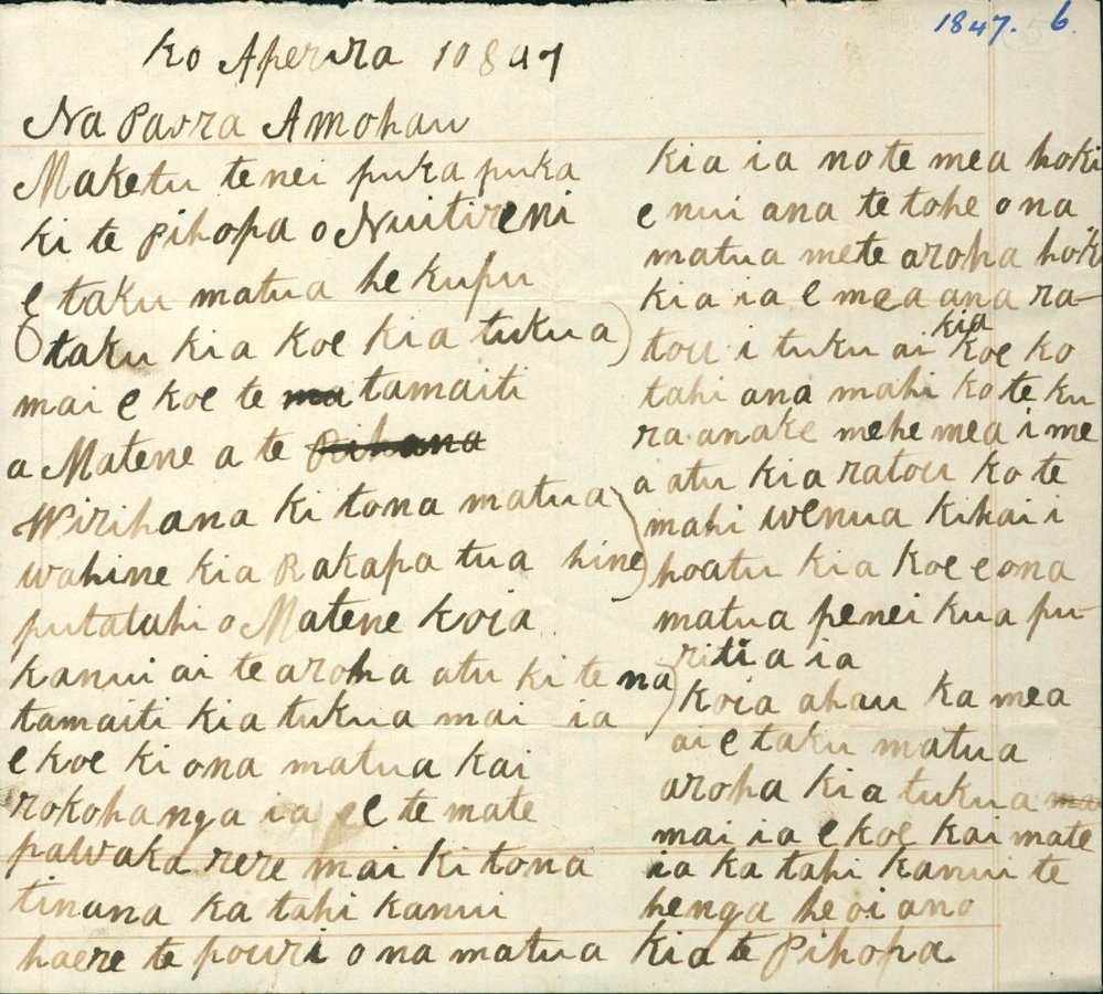Letter from Paora Amohau at Maketu