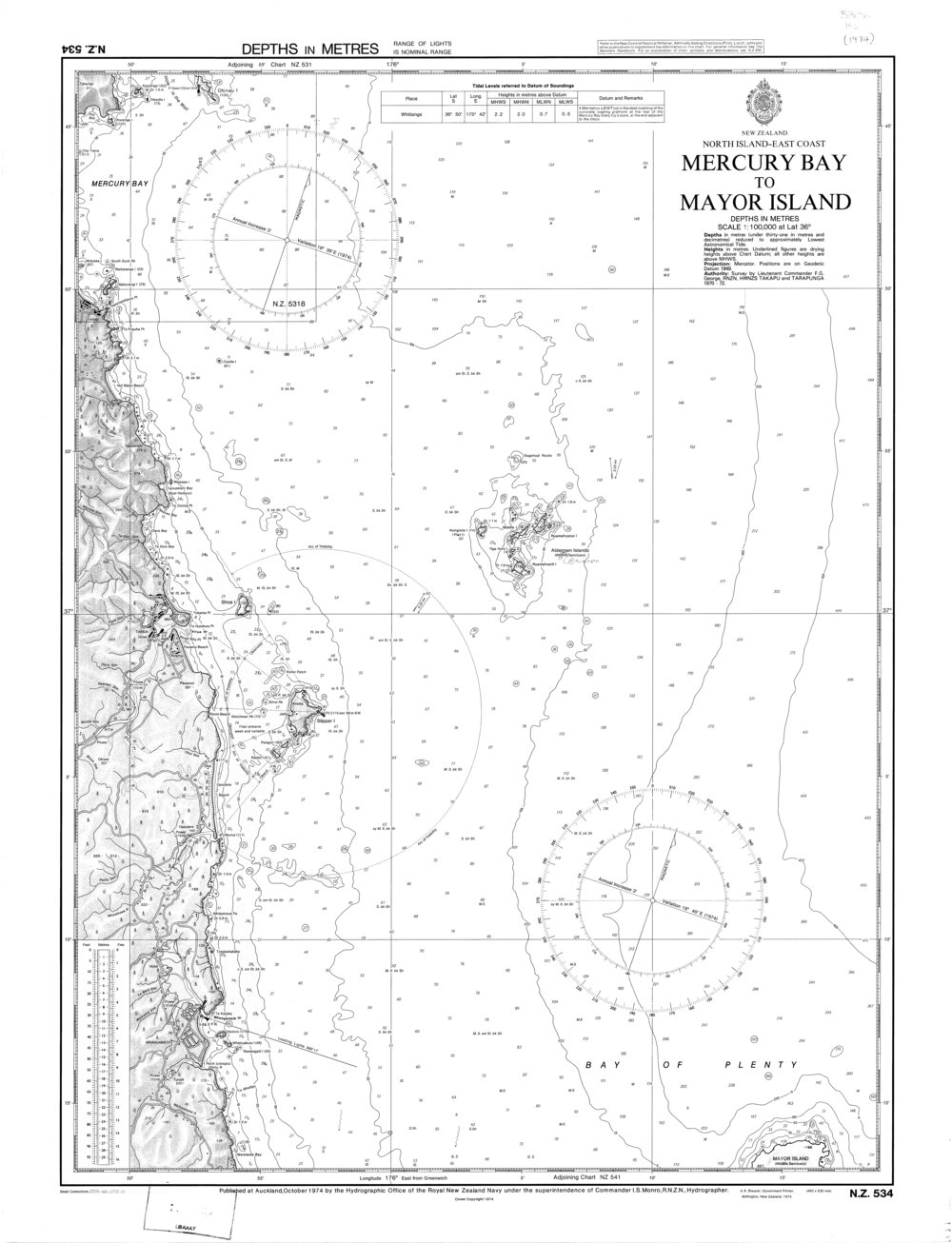 Mercury Bay to Mayor Island: hydrographic chart