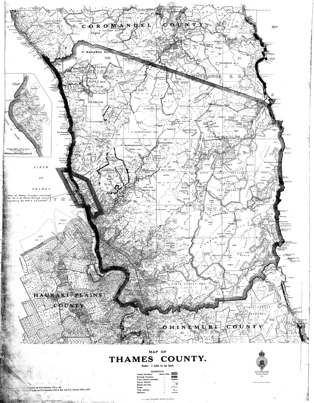 Thames County: cadastral map
