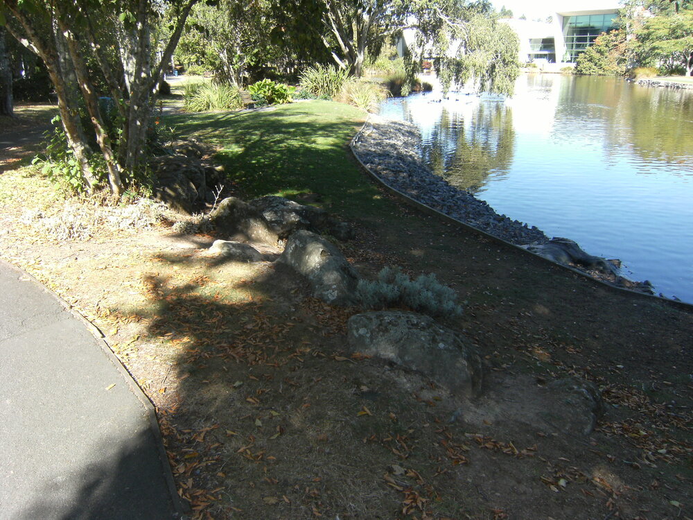 Rock formations beside Knighton Lake