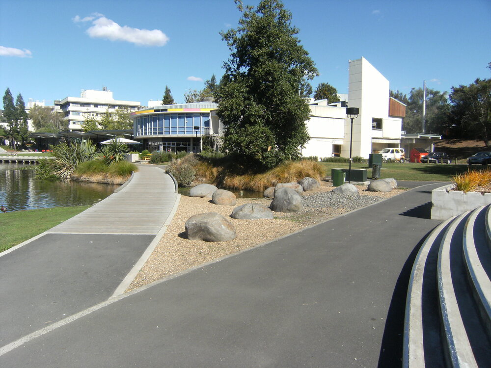 Merging paths near Gallagher Academy of Performing Arts