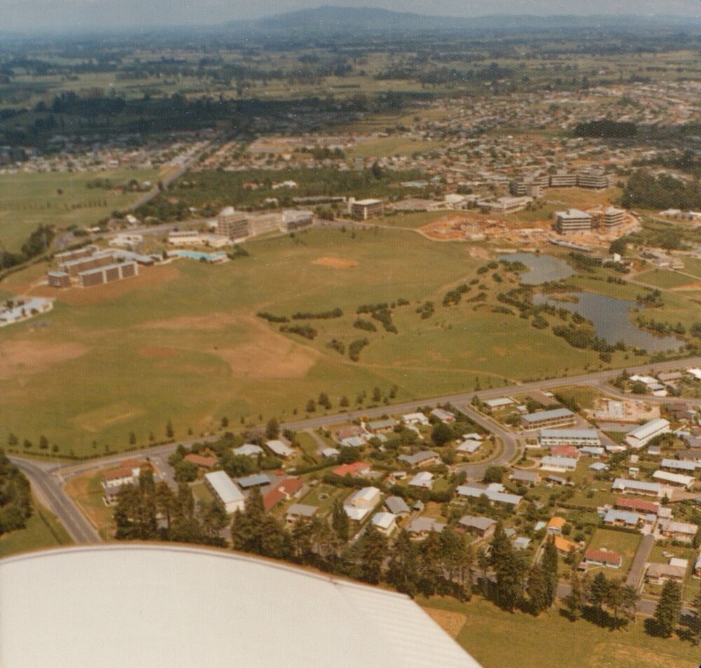 Aerial view of Hamilton Campus and Knight Road 1974 