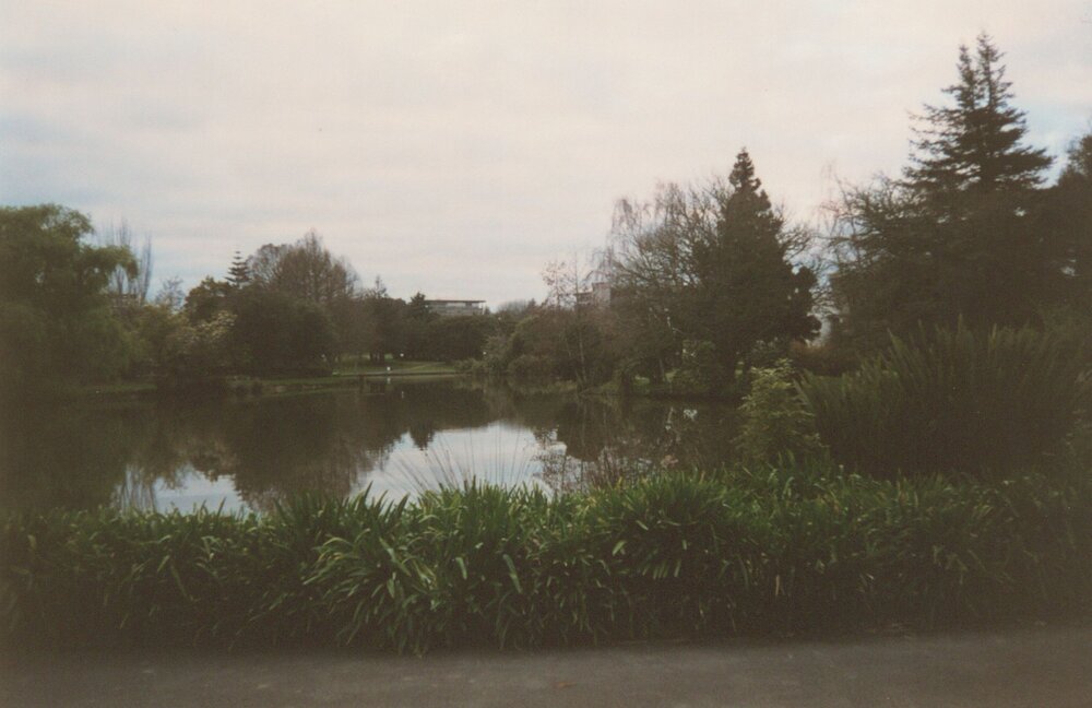 Knighton Lake with view of Library
