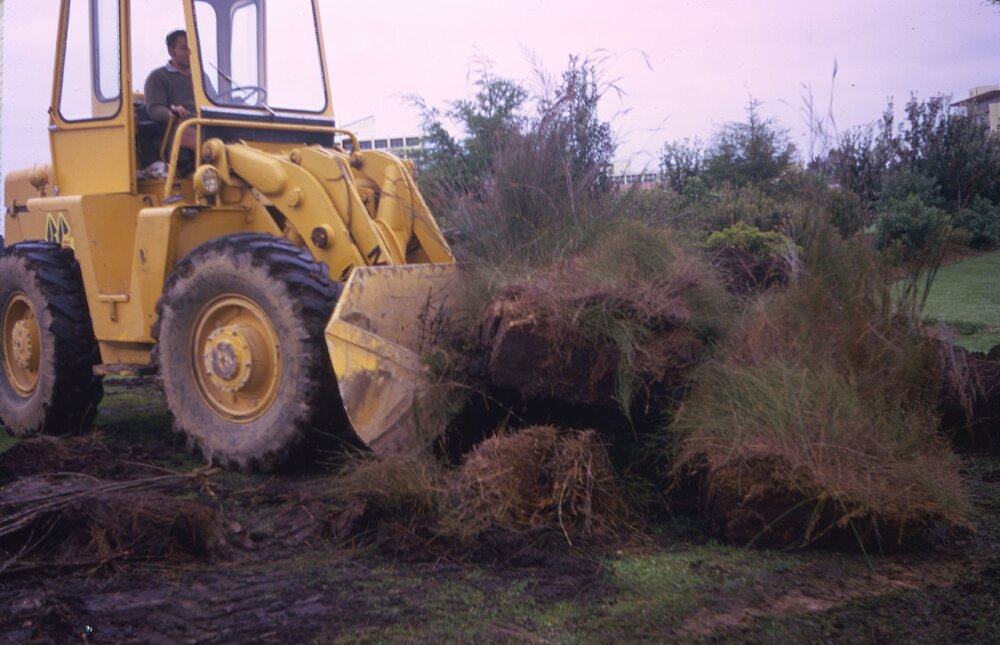 Landscaping with heavy machinery