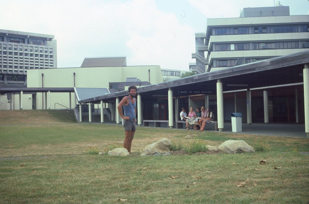 Landscaping work outside university shops