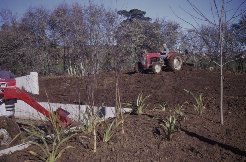 Landscaping work with tractor