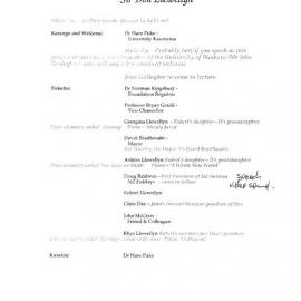 Sir Don Llewellyn Memorial Tribute Programme