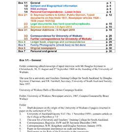 Douglas Seymour Archive Index