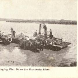 Bringing flax down the Manawatu River
