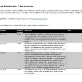 Rosemary Seymour Series 21 cassettes finding aid
