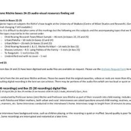 Jim and Jane Ritchie boxes 24-25 audio-visual finding aid