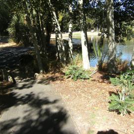 Stone bridge and wooden boardwalk