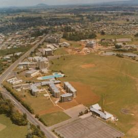 Aerial view of Hamilton Campus and Hillcrest Road 1974