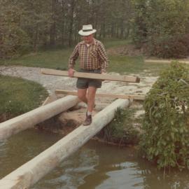Grounds staff building bridge