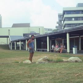 Landscaping work outside university shops