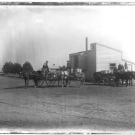Farm scene: Farmers with horse and cart