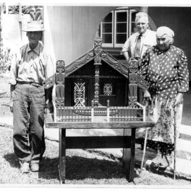 Hori Paki E. P. Morris and Mrs Paki at new Whare Whakairo Huntly (Te Ohaki)