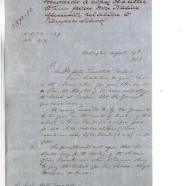 Letter from Hon. R. McLean at Wellington