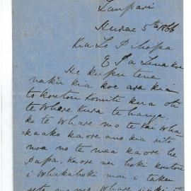 Letter from W.P. Kukutai at Taupari (Taupiri)