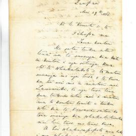 Letter from Kukutai Marks at Taupari (Taupiri)
