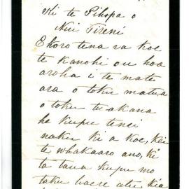 Letter from K. Roiri Te Tangipuahoaho at Whangaroa, Chatham Islands