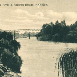 Waikato River and Railway Bridge, Hamilton