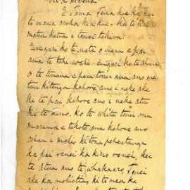 Letter from Heta Tarawhiti at Hopuhopu