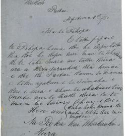 Letter from Roka, School teacher at Paetai (Waikato)