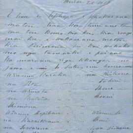 Letter from Multiple authors at Koputanaki (Coromandel)