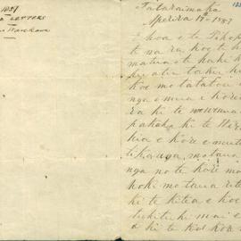 Letter from Hoani Wharekawa at Tataraimaka (Taranaki)