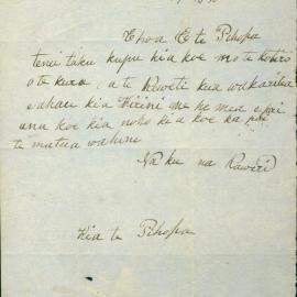 Letter from Rawiri at Kaikohe