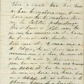 Letter from Hemi Te Ruha at Otaki