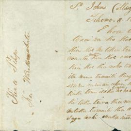 Letter from Hopepa Te Paraone at St John's College