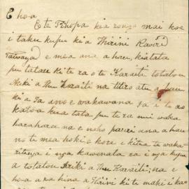 Letter from Rawiri at Kaikohe
