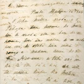 Letter from Tamihana Te Rauparaha at Poneke