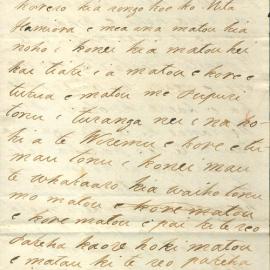 Letter from Matenga Tamaroki at Maraetaha (Gisborne)