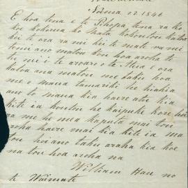 Letter from William Hau at Waimate