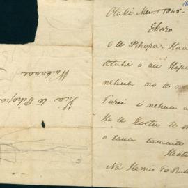 Letter from Hemi Te Ruha at Otaki