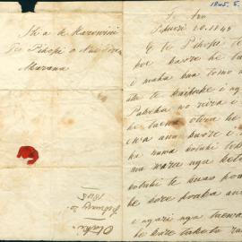 Letter from Hakaraia Te Reinga of Otaki at Te Aro