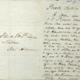 Letter from Tamihana Te Rauparaha at Poneke