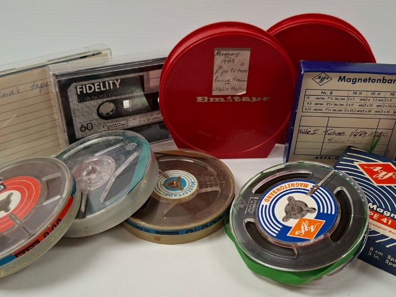 Selection of magnetic media from the Herbert John Taylor Collection. Te Iho o Te Manawataki|University of Waikato Library. 